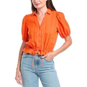 Koko + Mason Womens Textured Blouse, Orange